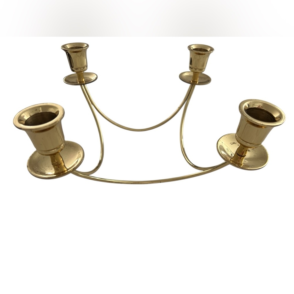 Vintage Gold Brass Candlestick Candle Holder Centerpiece